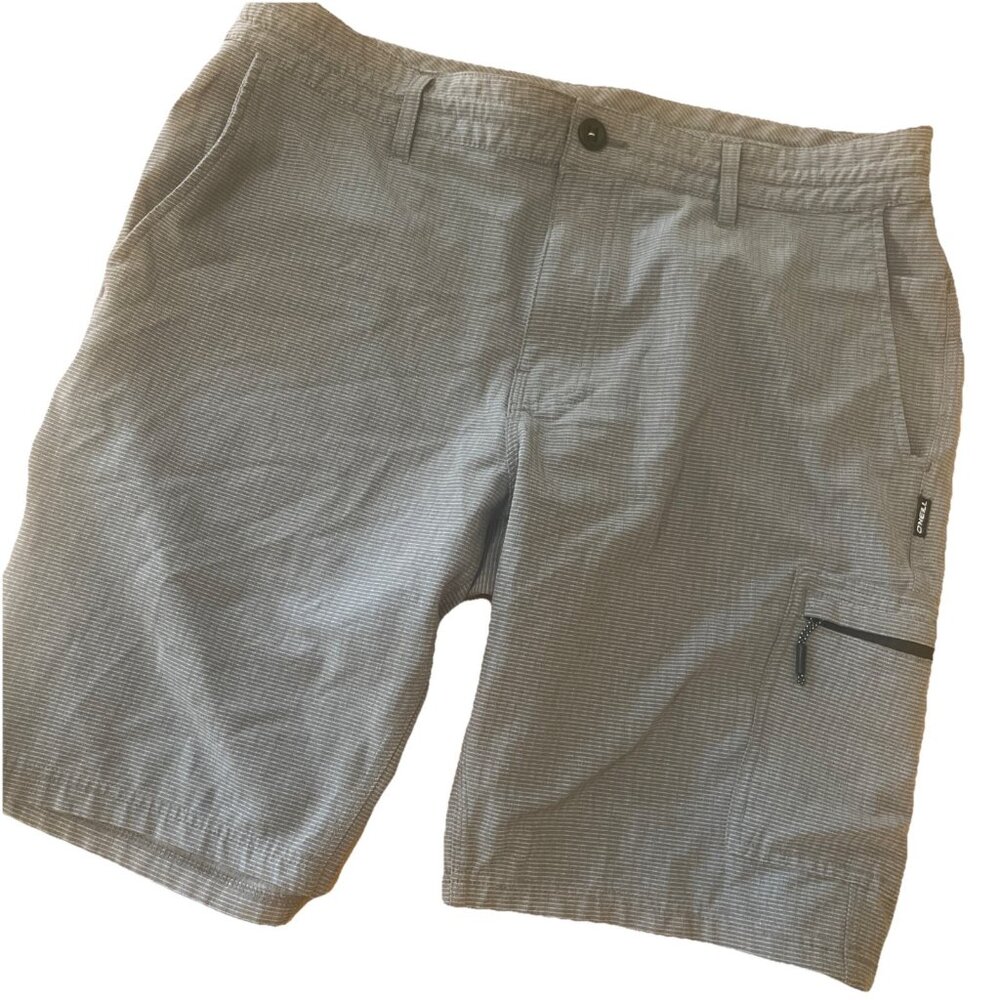 O'Neill Men's Hybrid Quick Drying Drawstring Crossover Shorts Sz 34 Gray White